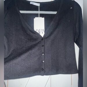 NWT Zara Cropped long sleeve ribbed cardigan
